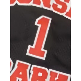 Men'S # 1 Black Basketball Sportswear, 100% Polyester Basketball Training Sleeveless Top, Micro Elastic Round Neck Top - Versatile For All Seasons, Sizes S-XXXL