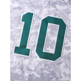 Men's #10 Camouflage American Football Jersey - V-Neck,, Loose Fit for Spring, Summer, Fall Sports & Casual Wear, Sizes S-XXXL