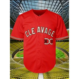 Men's #3800 V-Neck Embroidered Baseball Jersey - Breathable Polyester, Button Closure, Loose Fit for Sports & Casual Wear