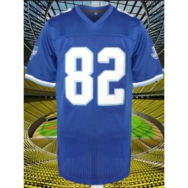 Men'S #82 Breathable V-Neck Football Jersey - Midnight Blue, Perfect For Training & Games, SizS--XXXL