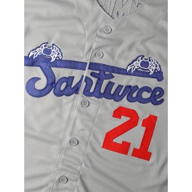 #21 Gray Baseball Casual Sports Shirt Suitable For Training, Competition, Team Sports S-3XL