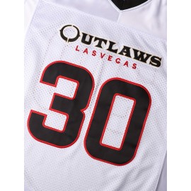 Men's #30 White American Football Jersey - V-Neck, 