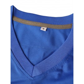 Men's #69 Embroidered Blue Football Jersey - Breathable V-Neck Sports Top with 