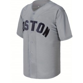 Men'S #9 Baseball Jersey Top - Embroidered Alphabet Number Vintage Style, Polyester Knit Fabric, V-Neck, Loose Fit, Sports-Themed For Baseball, Outdoor Activities - Spring/Summer/Fall/Winter Collection