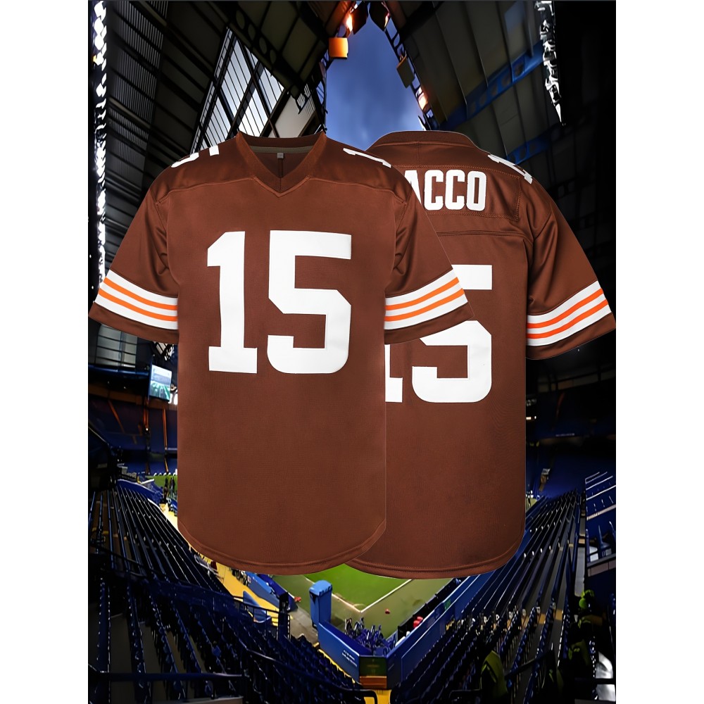 Men'S # 15 Brown Rugby Sweatshirt Suitable For Training, Competitions, Team Sports S-XXXL