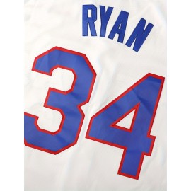 1pc Men'S Embroidered Texas 34 Baseball Jersey - Polyester V-Neck Sports Top with Slight Stretch, Knit Fabric, Button Closure - Versatile for Casual, Festive, Party, Sports Events - Loose Fit for Adults