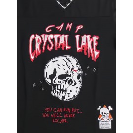 Men's Breathable Black Rugby Jersey - Comfortable Hip-Hop Casual Sports T-Shirt, Polyester, V-Neck, Machine Washable, Sizes S-3XL