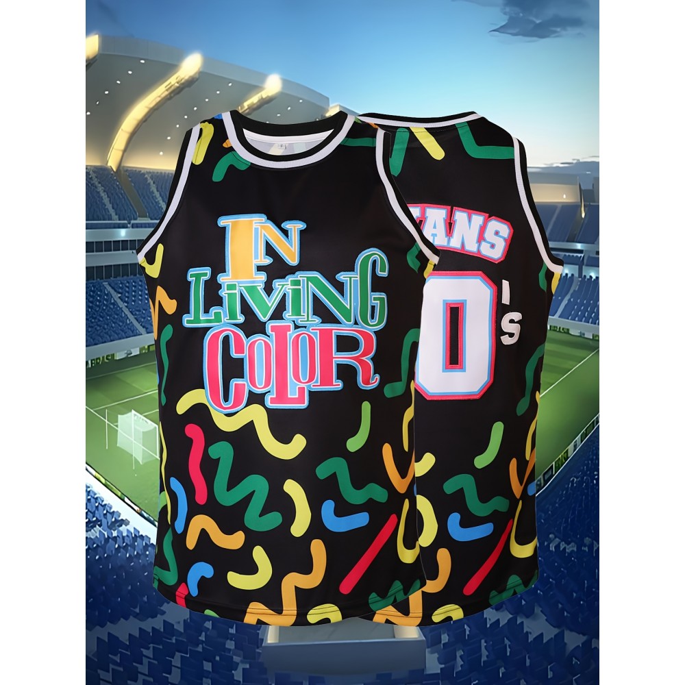 Men's #90 Embroidered Basketball Jersey - 100% Polyester, Crew Neck, Slight Stretch, Loose Fit - Perfect for Sports & Casual Wear, Machine Washable - Sizes S to XXXL, Round Neck, XXXL