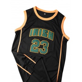 Men's #23 Breathable Basketball Jersey, Retro Embroidered Sports Uniform, Sleeveless Basketball Shirt for Training Competition