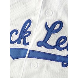 Men'S # 42 Embroidered Polyester Sweatshirt Loose V-neck Button With Slight Elasticity Knitted Fabric Men'S Color Block Design Size S-3XL