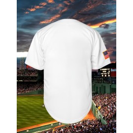 Baseball USA Blank White Embroidered Polyester Baseball Jersey, Suitable For Games And Training, Worn In Spring, Summer, And Autumn, Size S-3XL