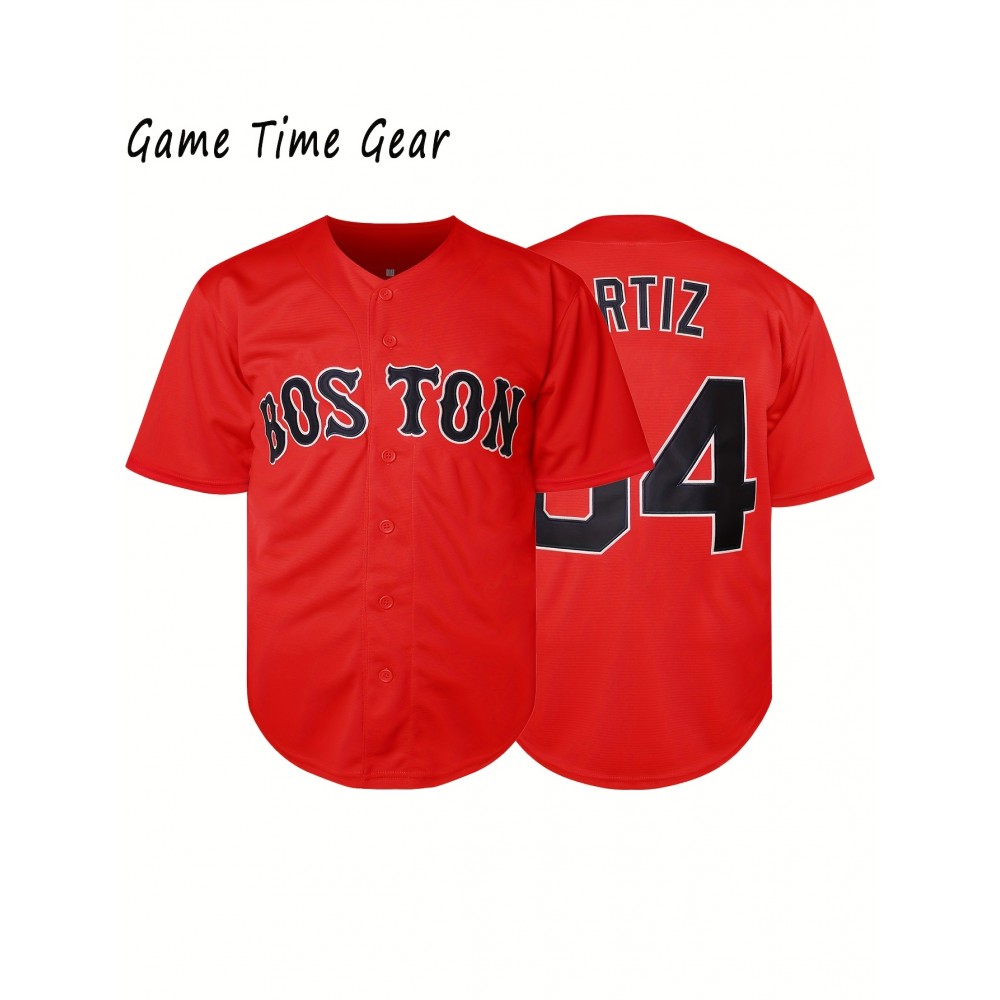 Men'S Baseball Shirt # 34 Red Baseball Shirt Suitable For Competition Training Team Sports S-3XL