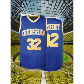 Men's #32 Embroidered Basketball Jersey - 100% Polyester, Stretch Fabric, V-Neck, Sleeveless Sports & Casual Wear for Adults and Teens - Machine Washable